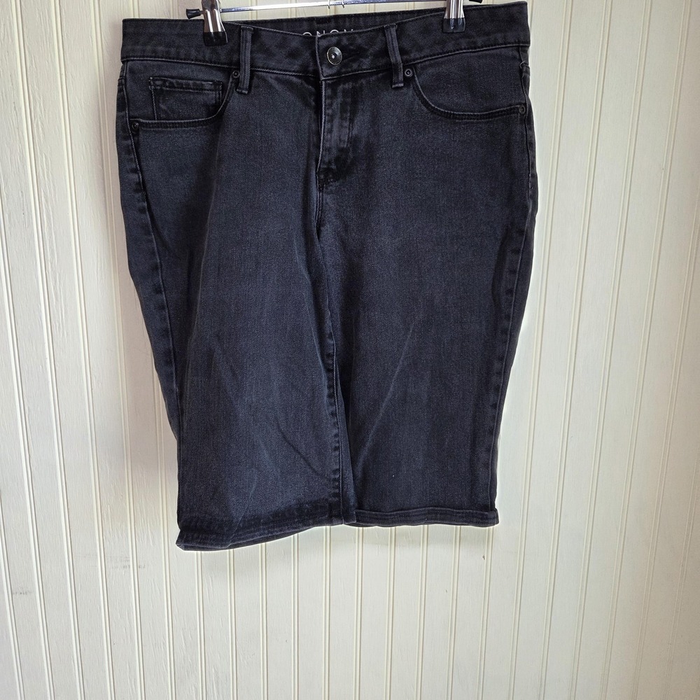 Sonoma Life + Style Skirt Womens 8S Black Solid Denim Knee Length Stretch Casual